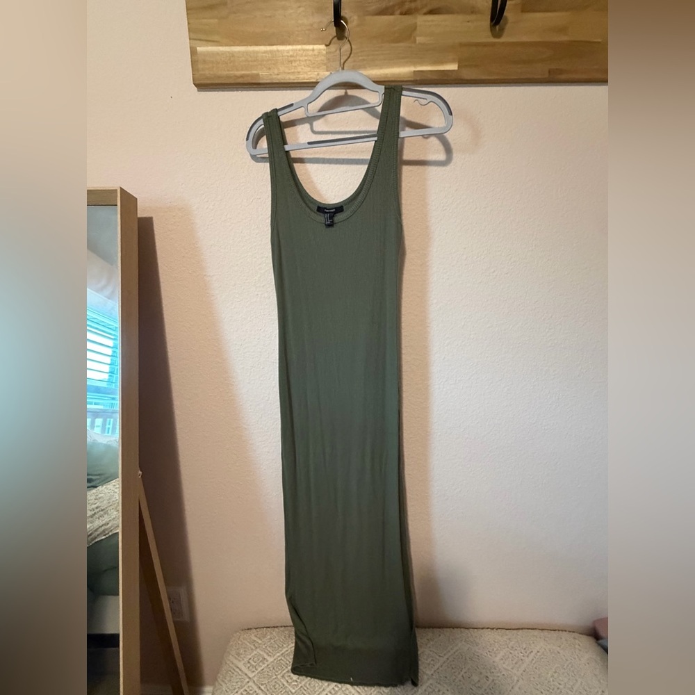 Forever 21 Olive Green Ribbed Tank Maxi Dress